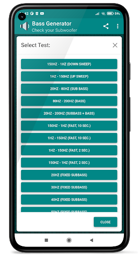 Bass Generator. Subwoofer Test Screen 2