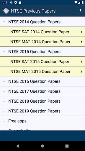 Android application NTSE Exam Previous Papers screenshort