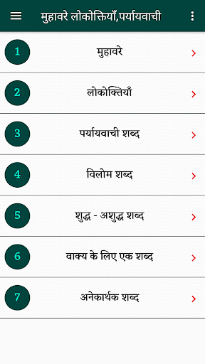 हिंदी मुहावरे, लोकोक्तियां Screen 2
