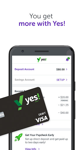 Android application Yes! Debit screenshort
