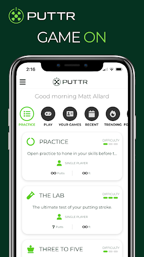 Android application Puttr screenshort