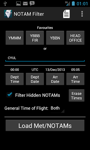 Android application NOTAM Filter screenshort