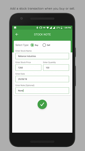 Android application Stock Note (Transaction Saver) screenshort