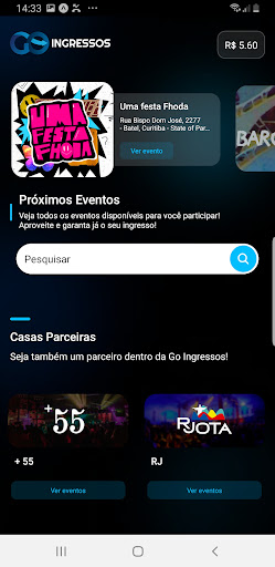 Android application Go Ingressos App screenshort