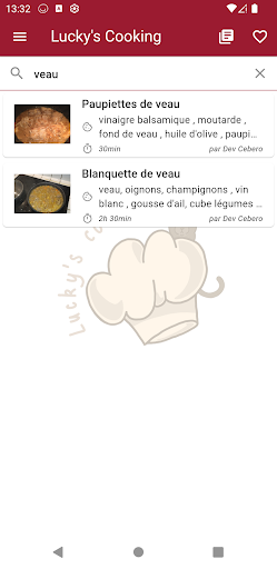 Android application Lucky's Cooking screenshort