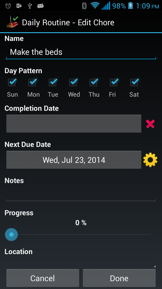 Android application Chore Checklist screenshort