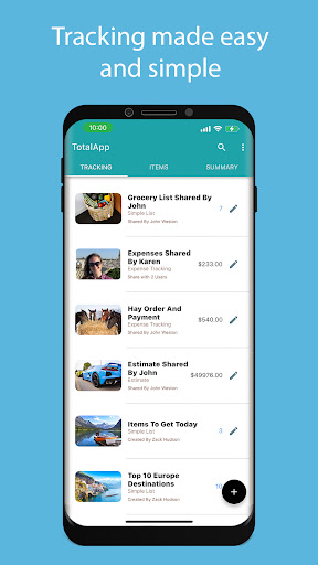 Android application TotalApp: All-in-One Tracker screenshort