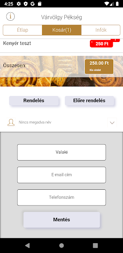 Android application Várvölgy Pékség screenshort