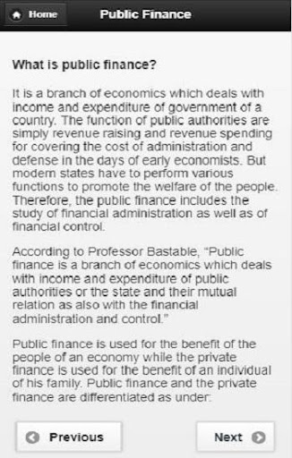 Public finance management Screen 2