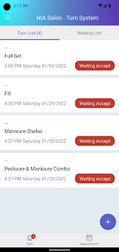 Android application NIA Salon Employee screenshort