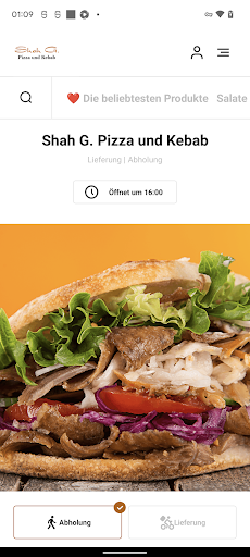 Android application Shah G. Pizza und Kebab screenshort