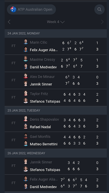 ATP live scores : Tennis live - 4 - (Android)