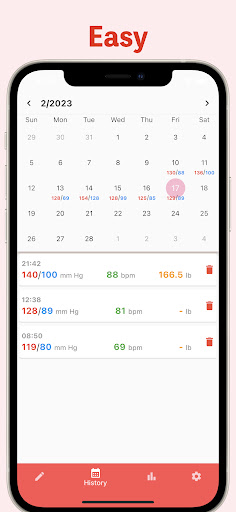 Simple Blood Pressure Tracker Screen 2