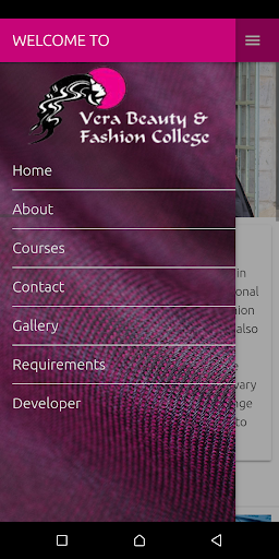 Android application Vera Beauty & Fashion College screenshort