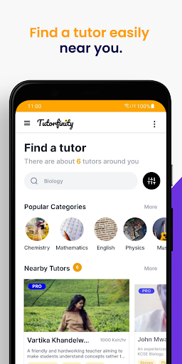 Android application Tutorfinity - Book a tutor screenshort