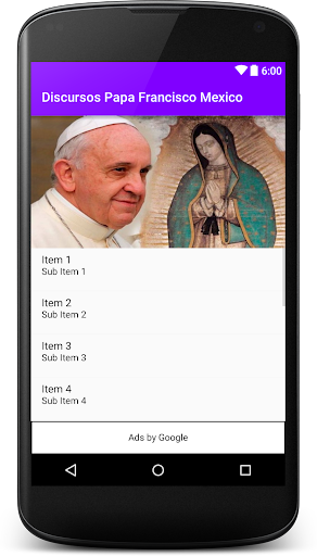Android application Discursos papa Mexico screenshort