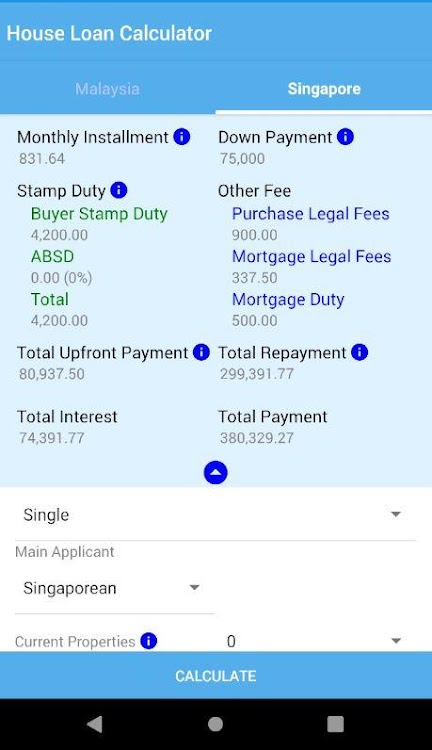 Housing Loan Calculator Malaysia Singapore By Kf Production Android Apps Appagg