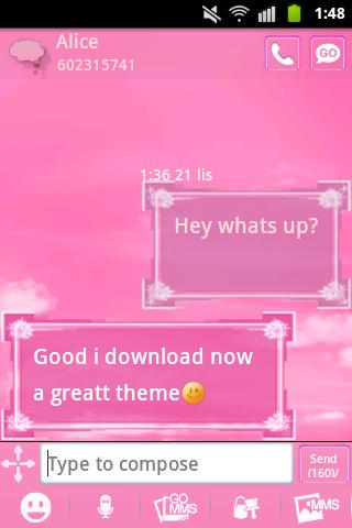 Pink Clouds Theme GO SMS Pro Screen 2