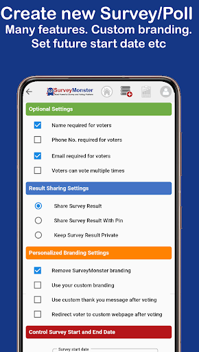 SurveyMonster: Create Polls Screen 2