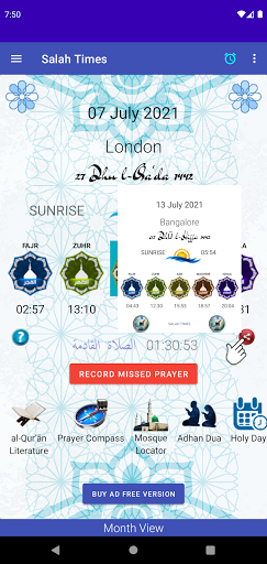 Android application Salah Times: Azan, Qibla, Qura screenshort