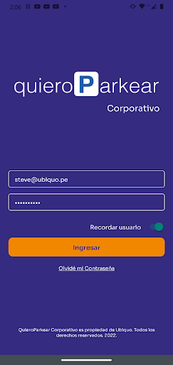 Android application QuieroParkear Corporativo screenshort