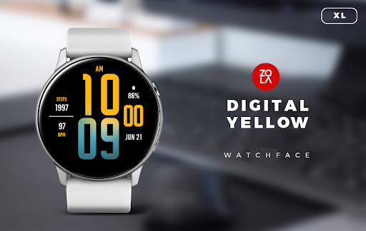 Android application Digital Yellow XL Watch Face screenshort
