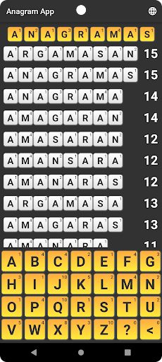 Anagrams and Dictionary Screen 3