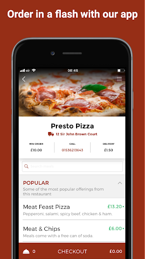 Android application Presto Pizza Kettering screenshort