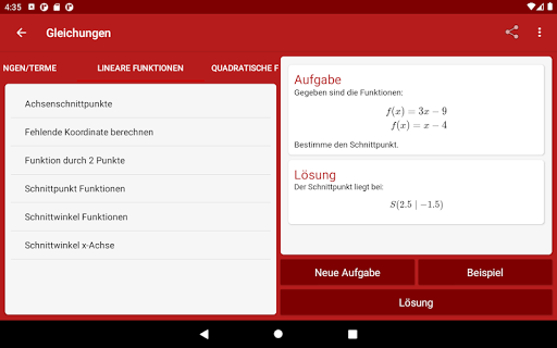 jMath - Mathe Aufgaben Gleichungen und Funktionen