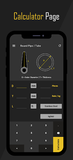 Metal Weight Calculator Screen 3
