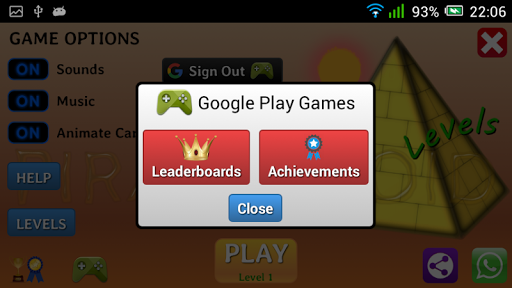 Piramidroid Levels. Card Game