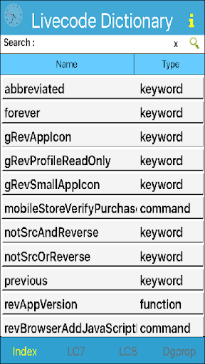 LiveCode Dictionary Screen 2