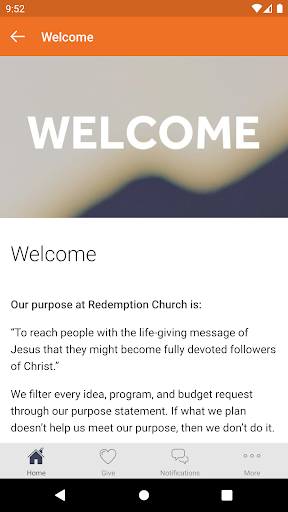 Android application Redemption Church CG screenshort