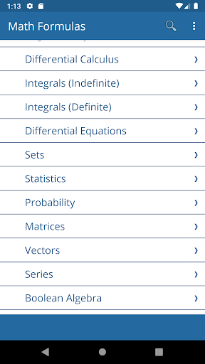 Screenshot of Math Formulas