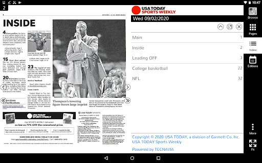 Screenshot of USA TODAY Sports Weekly