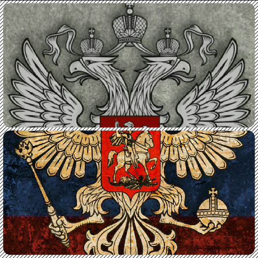 Eagle coat arms two heads Russia Flag by VRL Arts