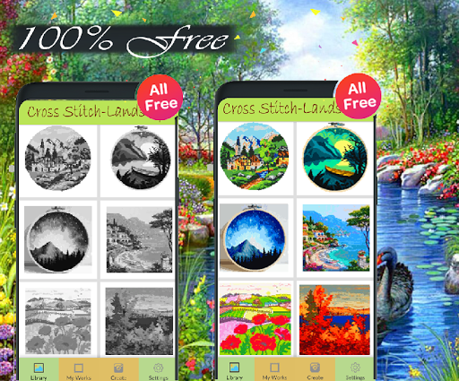 Cross Stitch Landscape Number Screen 2