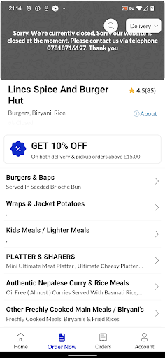 Lincs Spice And Burger Hut Screen 2