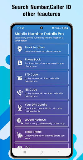 Android application Live Mobile Number Tracker screenshort
