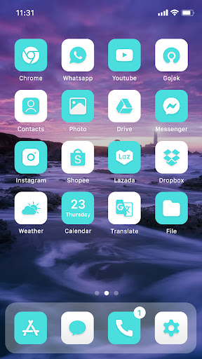 Wow Turquoise White, Icon Pack Screen 2