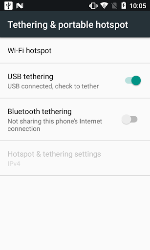 Shortcut to Tethering Setting Screen 3