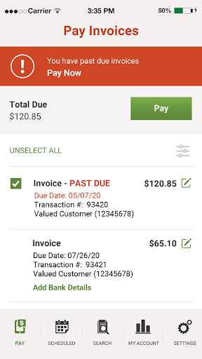 US Foods My Account Screen 3