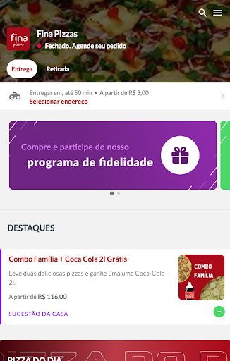 Android application Fina Pizzas screenshort