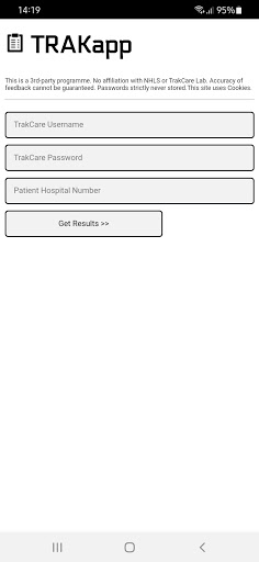 Android application TRAKapp screenshort
