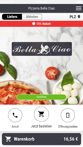 Android application Pizzeria Bella Ciao screenshort