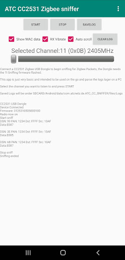 ATC CC2531 USB ZigBee Sniffer Screen 2