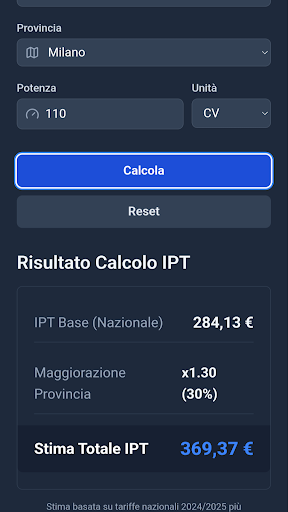 Calcolo Bollo Superbollo IPT