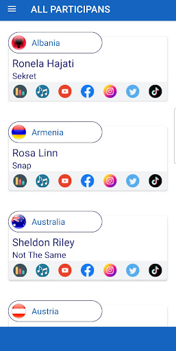 Android application List of Euro Vision Songs 2022 screenshort