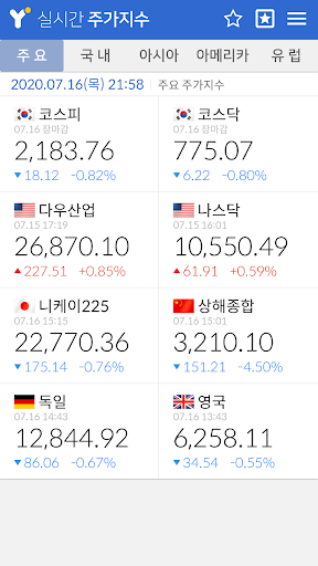 Android application 주가지수끝판왕 - 실시간 국내 세계 주가지수 screenshort