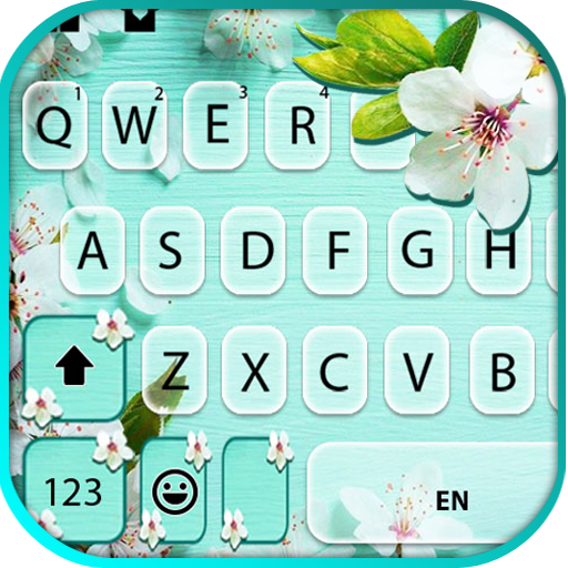 Flowers Cyan Keyboard Backgrou  Icon